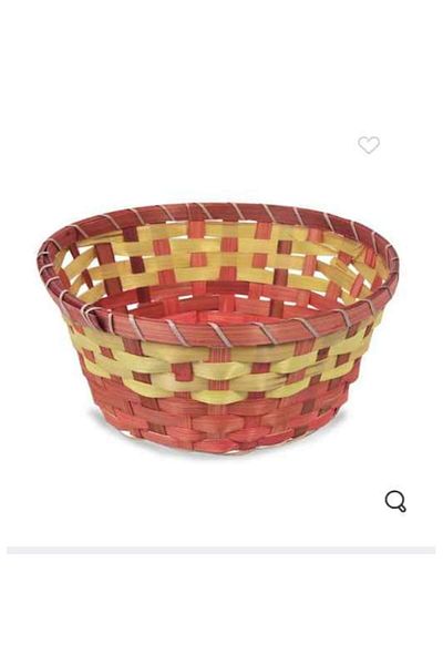 OEM Decorative Bamboo Round Basket Orange Yellow