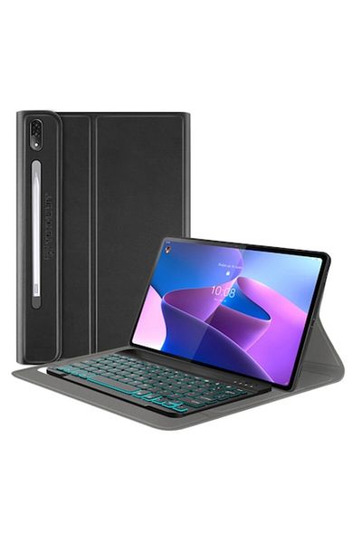WOW Smart Cover with Keyboard for Lenovo Tab P12 Pro, P70, Silicone, Pitch Black