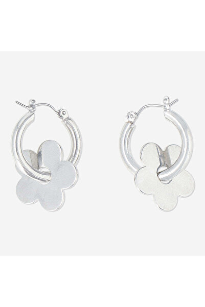 Flying Tiger Copenhagen Çiçek Detaylı Gümüş Halka Küpe