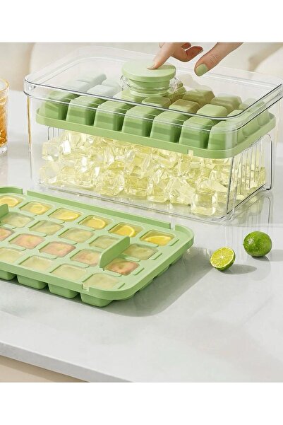 BAYSA 56 Hazneli Üstten Basmalı Kapaklı Buz Kalıbı Çift Bölmeli Buz Kalıbı Şe...
