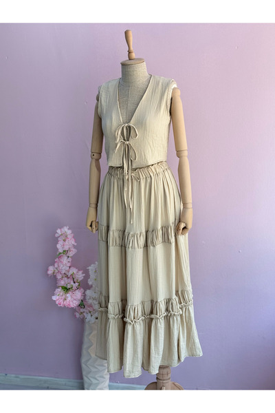 HERMANAS BUTİK Yelekli Ve Etekli İkili Takım