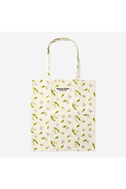 Flying Tiger Copenhagen Kiraz Çiçeği Desenli Pembe Bez Çanta