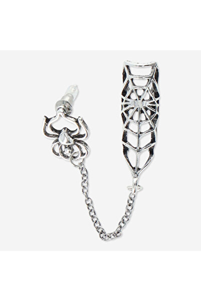 Flying Tiger Copenhagen Örümcek Ağı Kıkırdak Sıkıştırmalı Zincirli Küpe