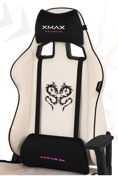 XMAX / Rio Plus Balerion Terletmez Kadife Kumaş Beyaz Gaming Oyuncu Koltuğu /...