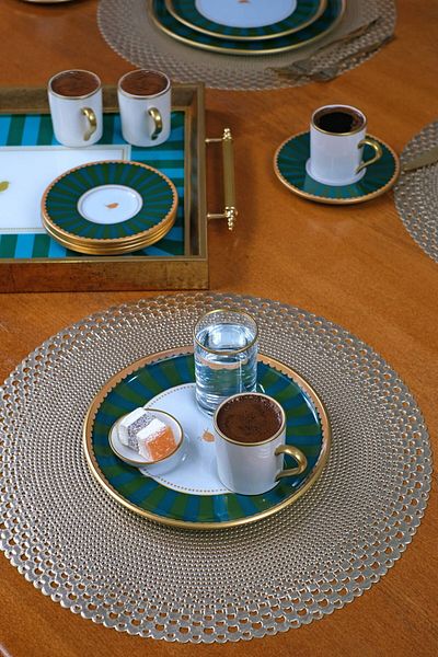 Glore Green Line Coffee Set with Presentation Plate, 4 Piece Enjoyment Coffee Set