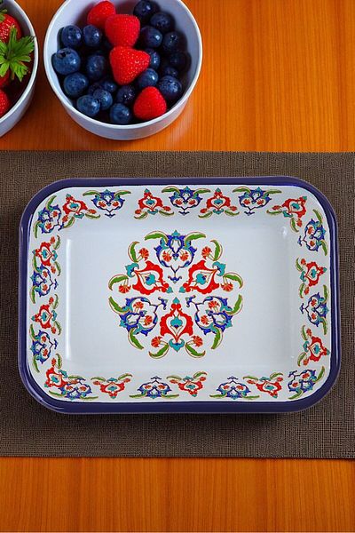 İnci Emaye No. 22 Enameled Square Plate Appetizer Breakfast Camping Picnic