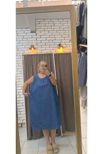 TUBA TOPTAŞ Plus Size Jeans Elastic Dress