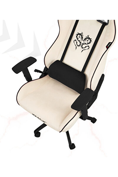 XMAX / Rio Plus Balerion Terletmez Kadife Kumaş Beyaz Gaming Oyuncu Koltuğu / 120 Kg Taşır