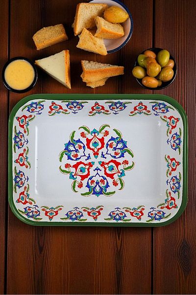 İnci Emaye No. 22 Enameled Square Plate Appetizer Breakfast Camping Picnic