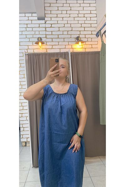 TUBA TOPTAŞ Plus Size Jeans Elastic Dress