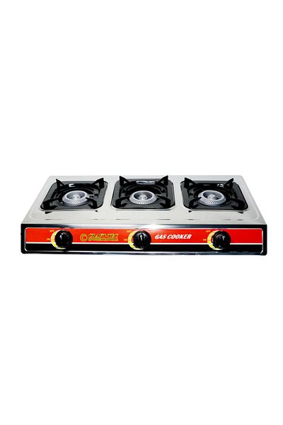 Blasko Portable Gas Stove 3 Burners, Stainless Steel, Quick Assembly, Ideal for Camping and Kitchen