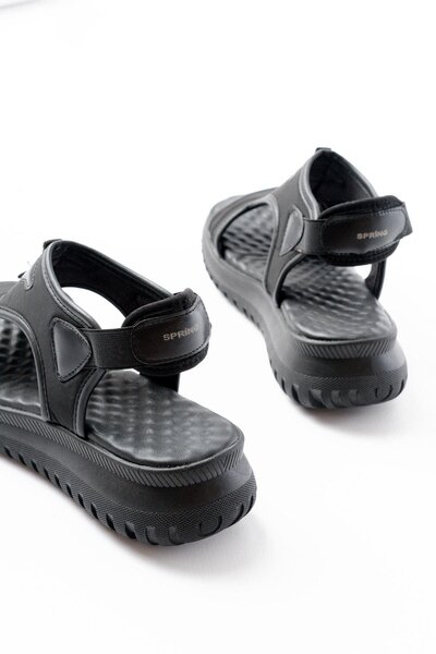 Aymood T-221 Black Spring Parachute Fabric Elastic Orthopedic Women's Sandals