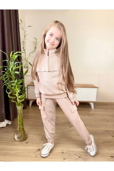 RAPAPA Girl's Half Zipper Pocket Tracksuit Set – Comfortable and Stylish Combination 0208
