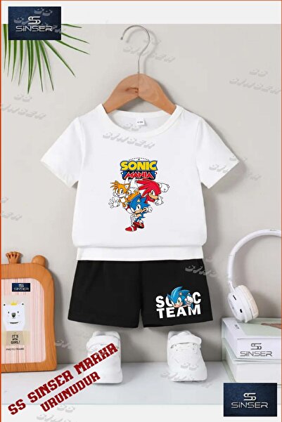 SS SİNSER Kids Unisex “Sonic 3Lu Mania Ust Writing“ Custom Printed Crew Neck ...