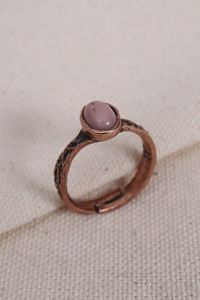 Süspüs Accessories Pure Copper Adjustable Ring with Tiger Eye Stone (Natural Stone)