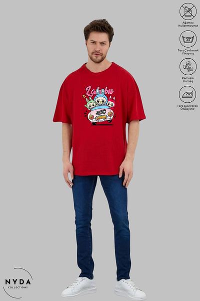 Nyda Collections Unisex Crew Neck Labubu Car Printed Cotton Oversize Short Sleeve T-Shirt