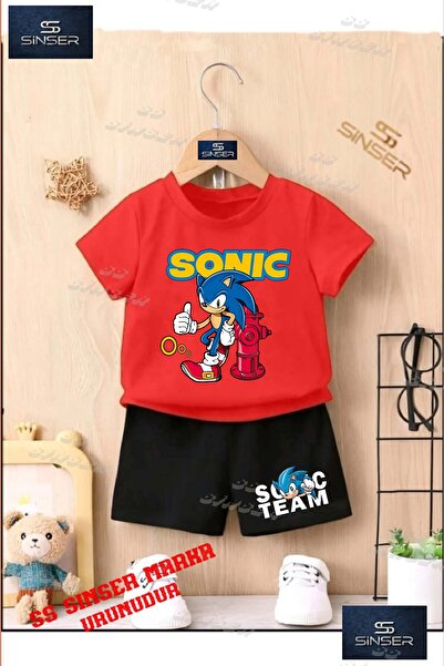SS SİNSER تي شيرت للأطفال للجنسين "SONIC RED VALVE LEANING" مطبوع خاص برقبة د...