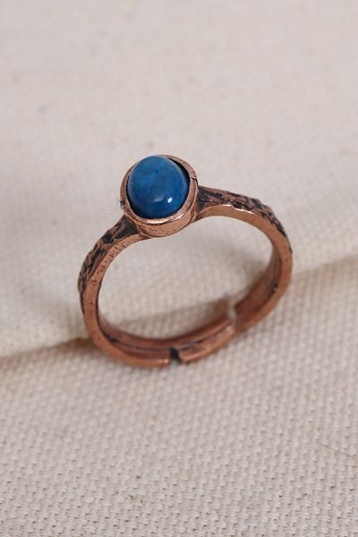 Süspüs Accessories Pure Copper Adjustable Ring with Tiger Eye Stone (Natural Stone)