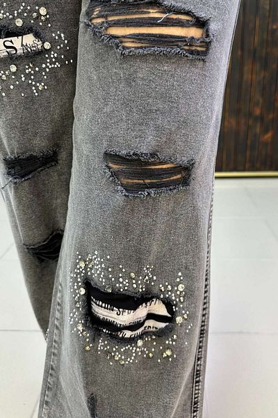 GÖKSEL Stone Ripped Jean Large Size