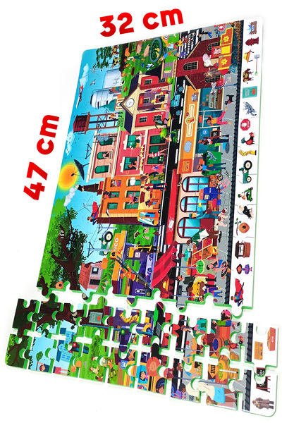 EVAKANCA 108 Piece Find the Difference Thick Children's Puzzle Jigsaw Puzzle City Life
