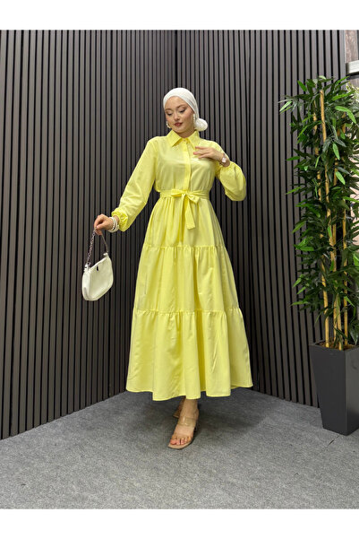 ENSA TESETTUR Naz Gömlek Elbise Sarı