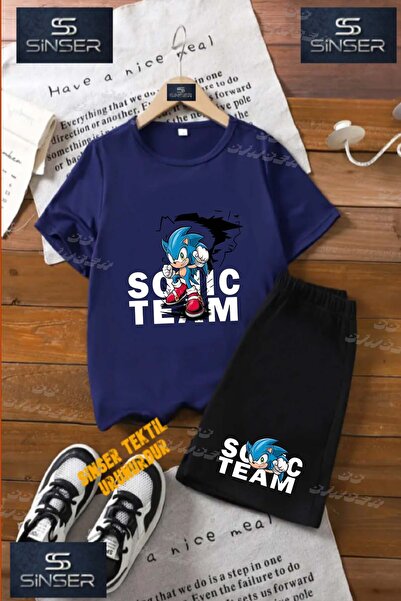 SS SİNSER تي شيرت للأطفال للجنسين "SONIC TEAM ARKA FONLU" مطبوع حسب الطلب برق...