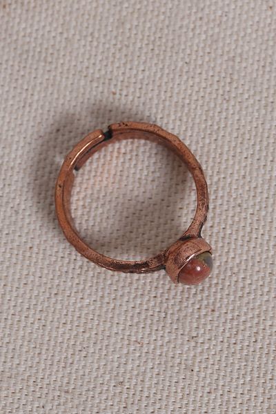 Süspüs Accessories Pure Copper Adjustable Ring with Tiger Eye Stone (Natural Stone)