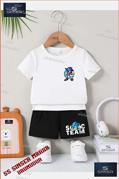 SS SİNSER Kids Unisex “Sonic in Circle Left Top Logo“ Custom Printed Crew Nec...
