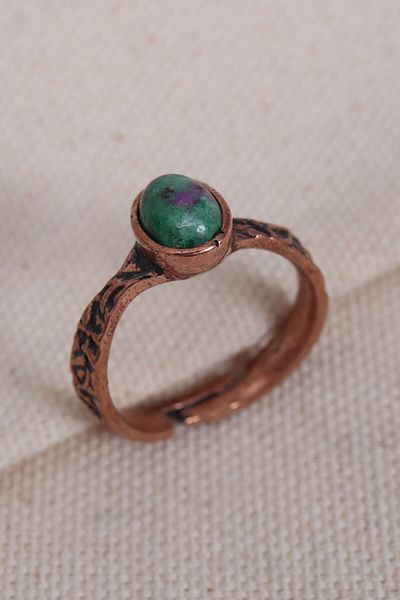 Süspüs Accessories Rubizoite Stone Pure Copper Adjustable Ring (Natural Stone)