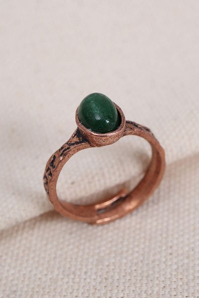 Süspüs Accessories Pure Copper Adjustable Ring with Tiger Eye Stone (Natural Stone)