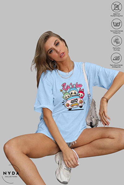 Nyda Collections Unisex Crew Neck Labubu Car Printed Cotton Oversize Short Sleeve T-Shirt