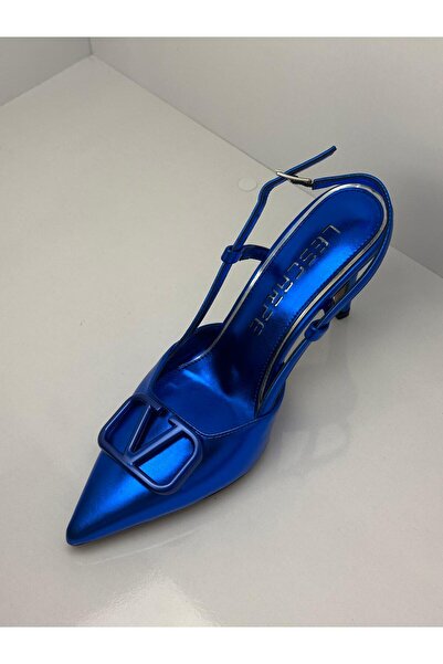 shop Saks mavisi açık topuklu ayakkabı