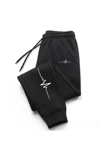StartMore Black Rhythm Printed Women's Unisex Sweatpants