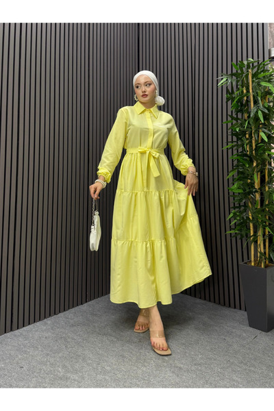 ENSA TESETTUR Naz Gömlek Elbise Sarı