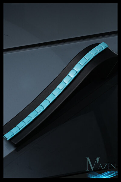 MAZEN سوار من الفولاذ المقاوم للصدأ ذو لون أزرق إيطالي بدون كتابة