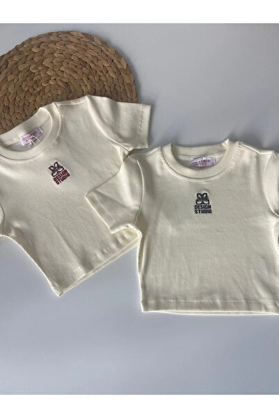 kidstalya Ribbed Crop-Black Logo