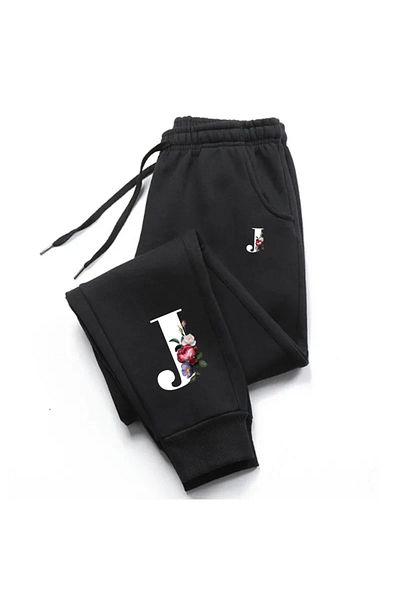StartMore Black a B C Print Initial Letter of Name or Letter You Want Printed Women Unisex Sweatpants