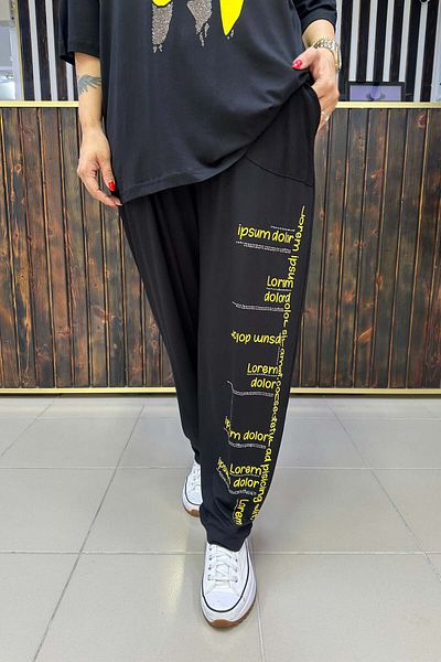 GÖKSEL Stone Patterned Lycra Cotton Sweatpants