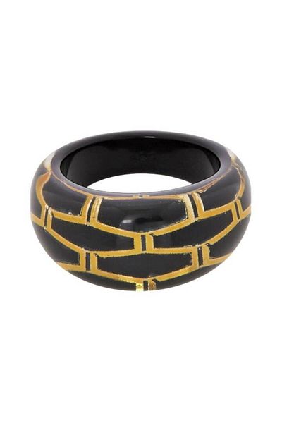 Calvin Klein Inel din rășină cu model de albină, negru/auriu, diametru 17,2 mm
