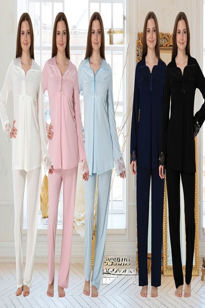 Puerpera Effortt Pregnant Maternity Lace Long Sleeve Pajama Set 4082