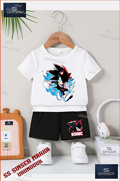 SS SİNSER Children's Unisex “Sonic Black Blue Canvas“ Custom Printed Crew Nec...