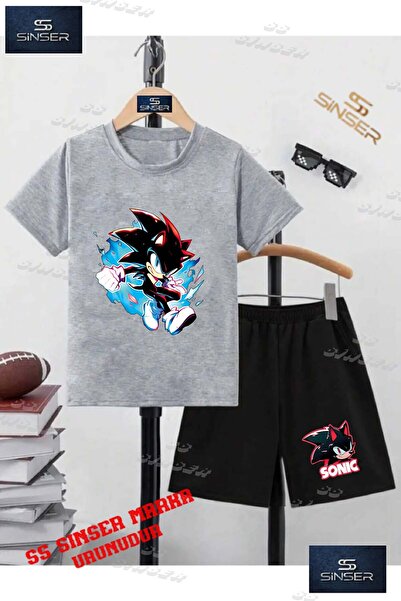SS SİNSER Children's Unisex “Sonic Black Blue Canvas“ Custom Printed Crew Nec...