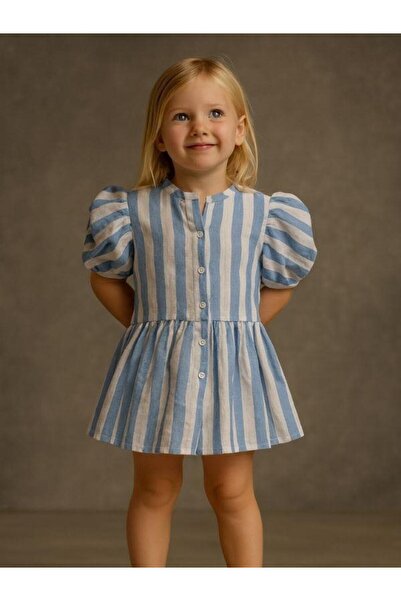 Zekids Rochie cămașă cu dungi pentru fetiță