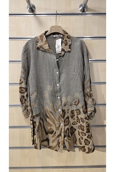 Park Moda Cămașă din in italian Tie Dye Leopard Pattern