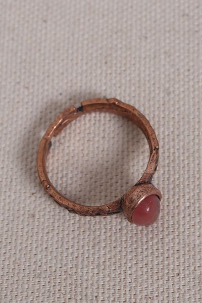 Süspüs Accessories Pink Cat's Eye Stone Pure Copper Adjustable Ring (Natural Stone)