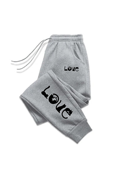 StartMore بنطال رياضي رمادي للجنسين مطبوع عليه LOVE Love
