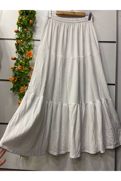 edu collection GOFRE Fusta trikot din STOFĂ albă ca zăpadă