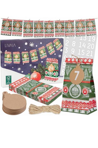 Livaia Set 50 piese calendar advent 2023, hartie, multicolor