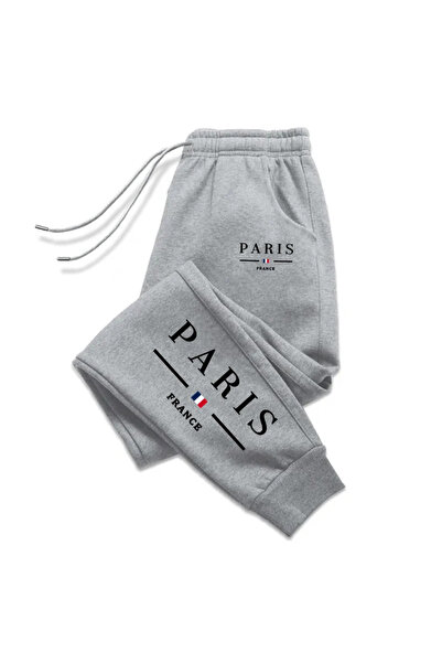 StartMore بنطال رياضي نسائي مطبوع باللون الرمادي من فرنسا باريس