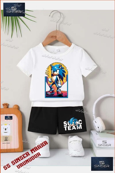 SS SİNSER Children's Unisex “Sonic Sunny Blue Square“ Special Printed Crew Ne...